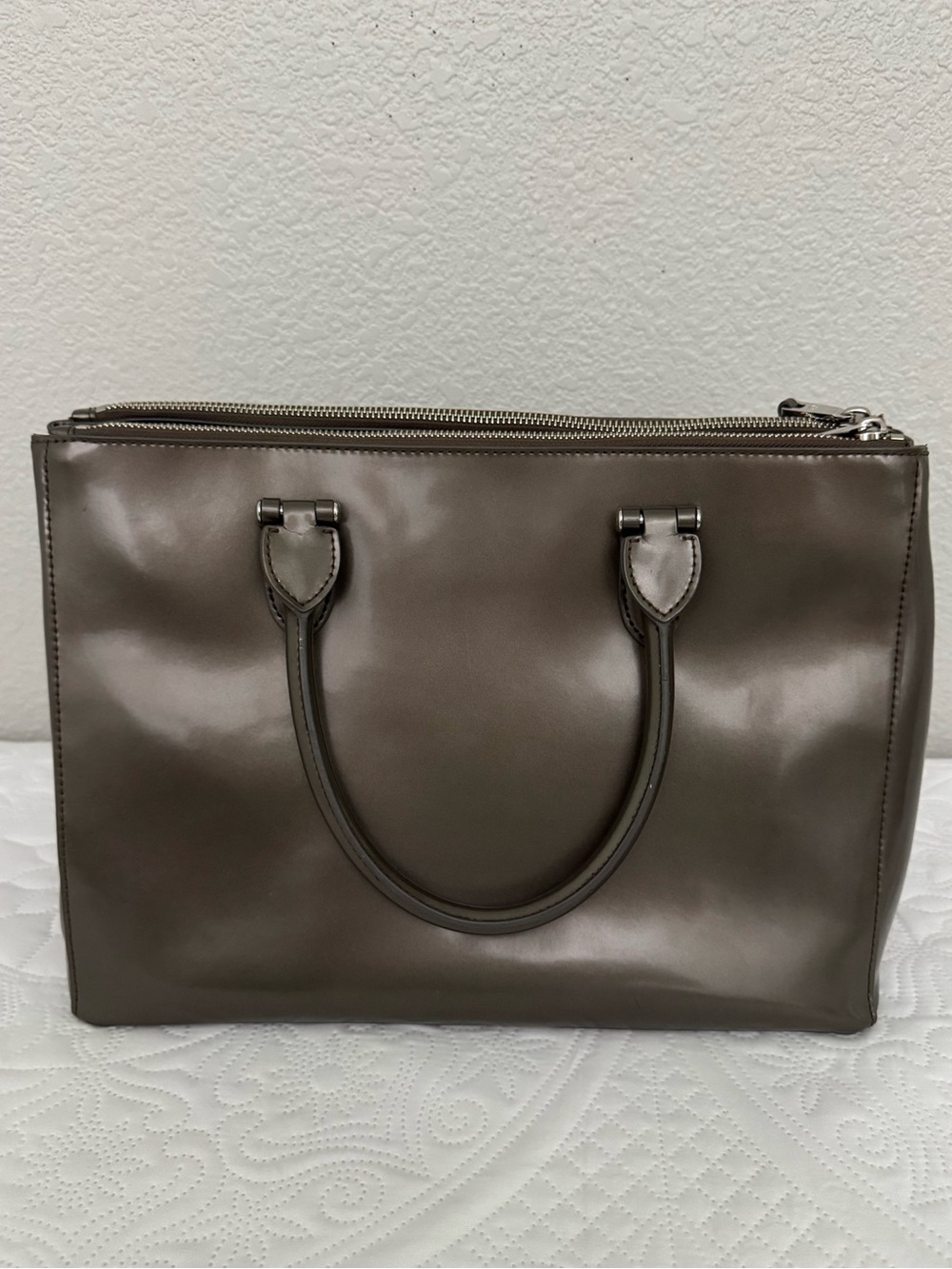 Lauren Ralph Lauren Newbury Double Zip Satchel Bag Tote - Picture 4 of 15